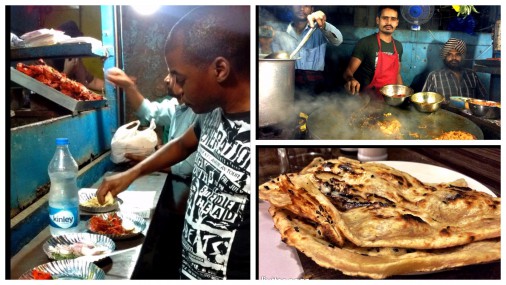 Enjoying chicken tikka masala on the streets of Khar Road